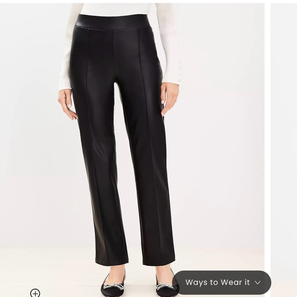 Loft Faux Leather Pull On Pants. Straight Leg. NWT. Size XL.